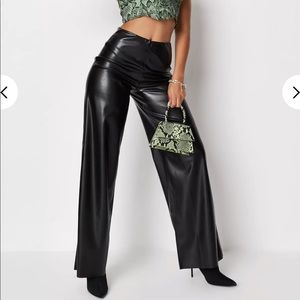 Missguided Black Faux Leather Straight Leg Pants